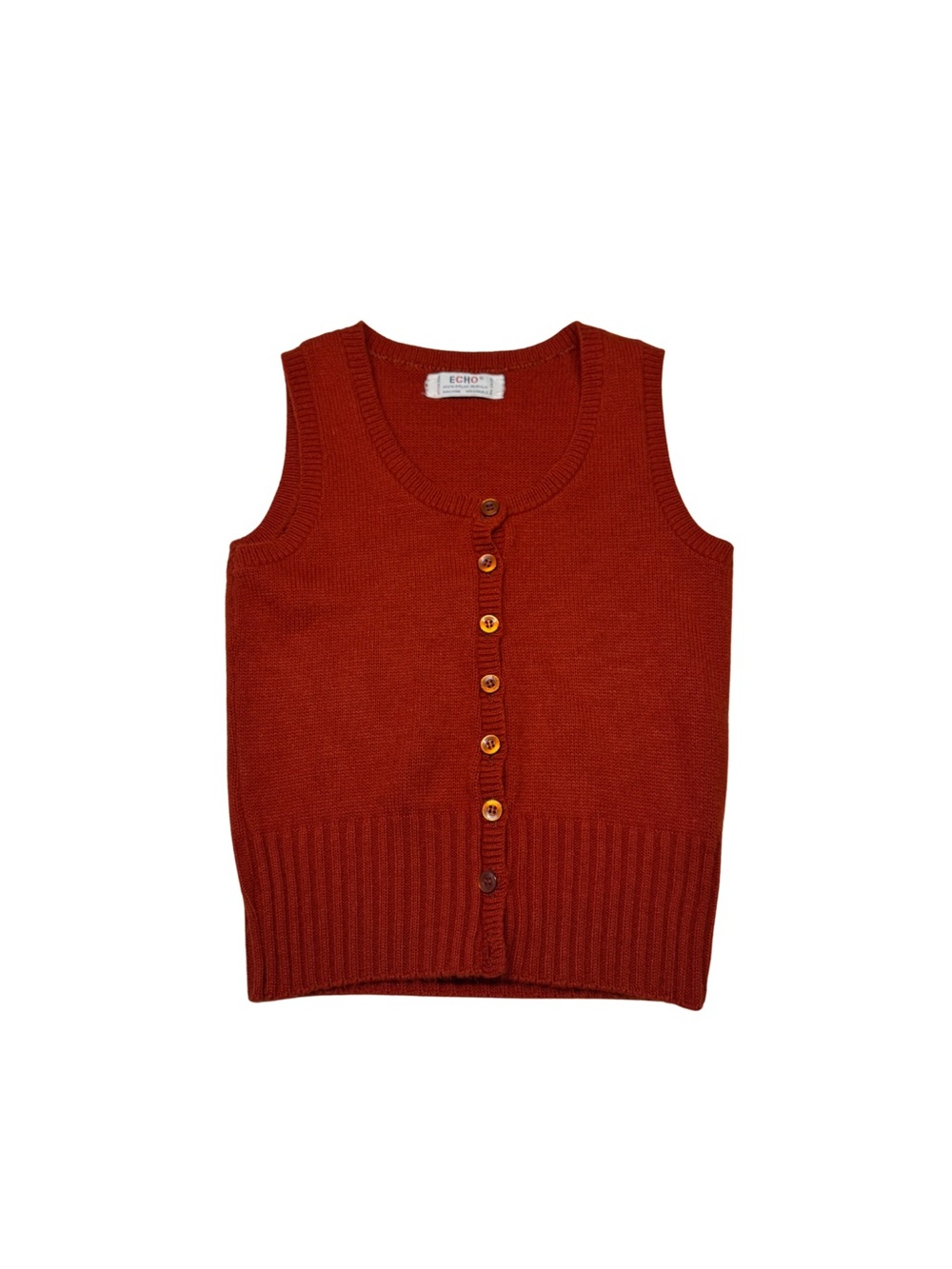 Echo Rust Button-Front Knit Vest